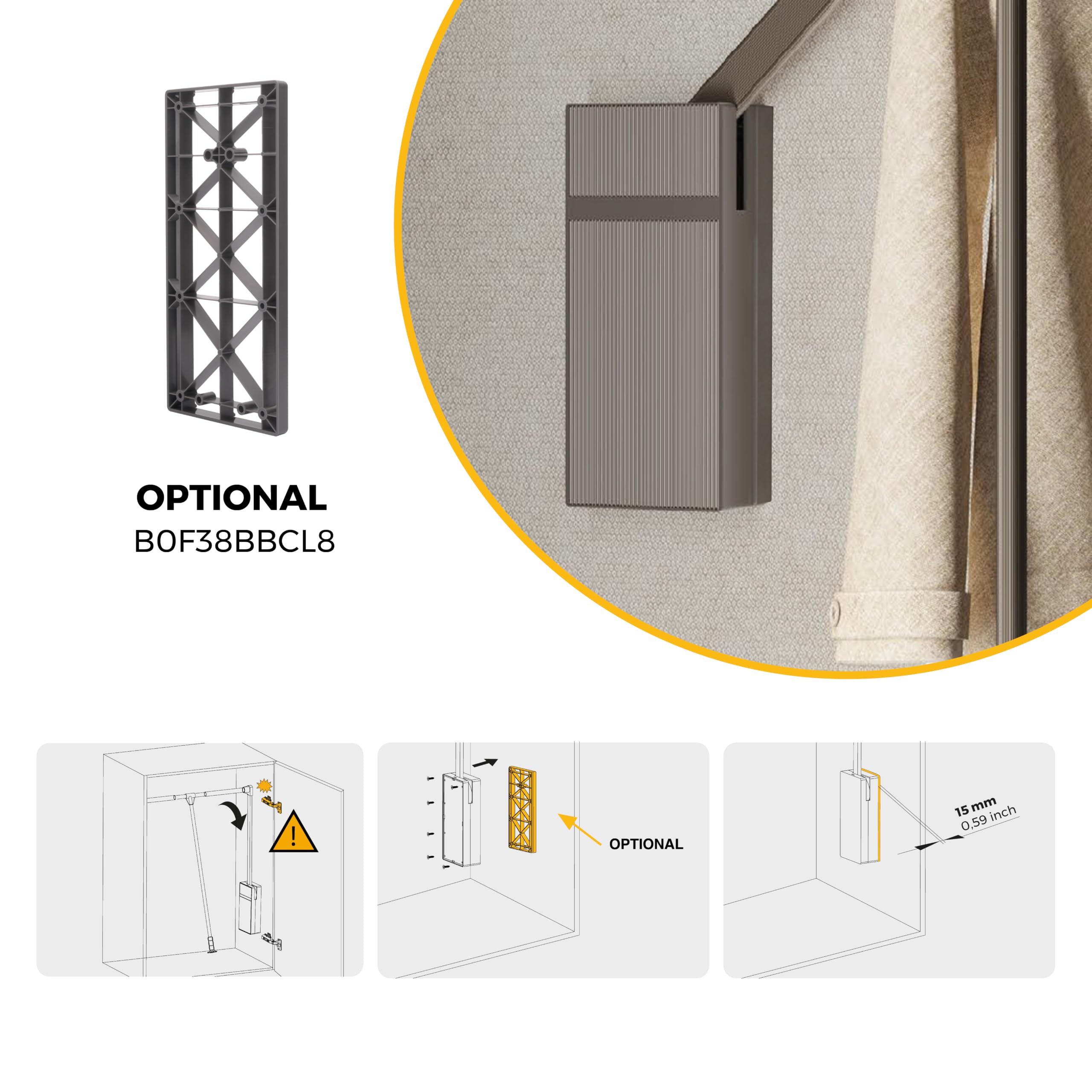 Emuca - Pantograf Sway, 600-830mm, Stal, Aluminium i Plastik, Malowane na kolor tytanowy