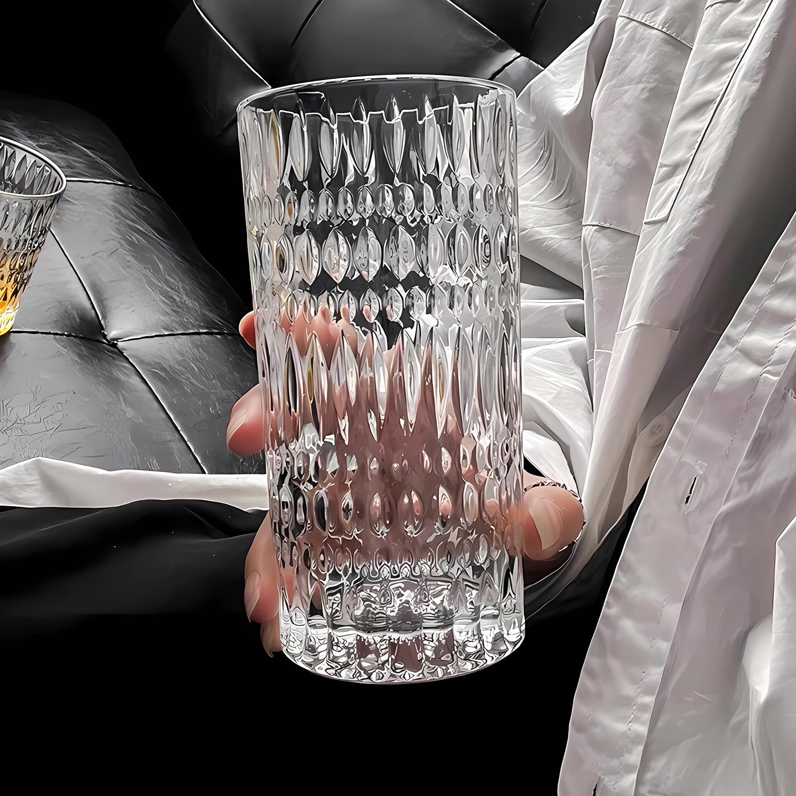 Ework4U 2 Stück Boho Eiskaffee Gläser Tassen, 414 ml dickes Trinkglas-Set, Gläser für Eis-Latte, Cocktailgläser, Glas für Milch, Fruchtsaft, ideal für Wasser, Limonade, Tee, Geschenk