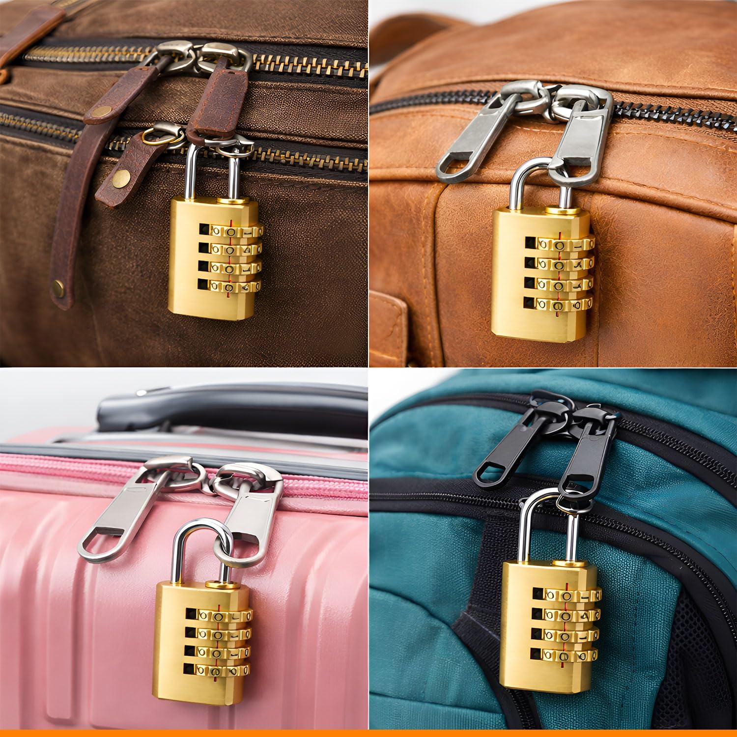 Volo 4 Digit Brass Re-Settable Combination Padlock/Password Lock/resettable Combination Lock for Travel Bags, Travel Lock, Luggage Lock (Pack of 4) — Amazon image 6