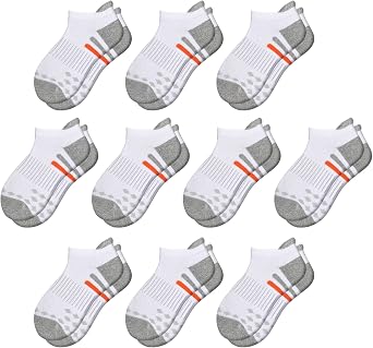 Comfoex 10 Pairs Boys Socks Ankle Athletic Socks For Big Little Kids Cotton Half Cushioned Socks