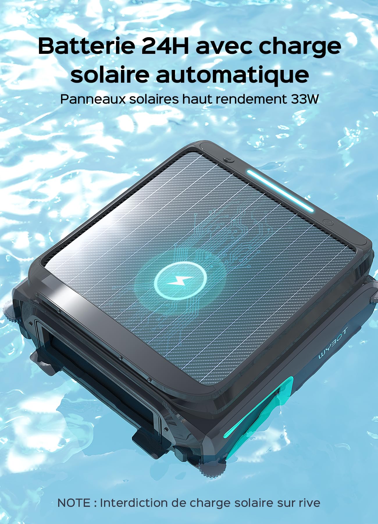 WYBOT F1 Skimmer Piscine Hors Sol Double Énergie (Solaire + Batterie), Nettoie La Surface De L’Eau, Pilotage par App, Fonctionne 24h/24, pour Toutes Piscines – Robot Piscine sans Fil,Vert Olive