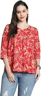 Rajnandini Women Cotton Regular Jaipuri Printed Short Top(JOPLJPR7020-Red-P) Price In India