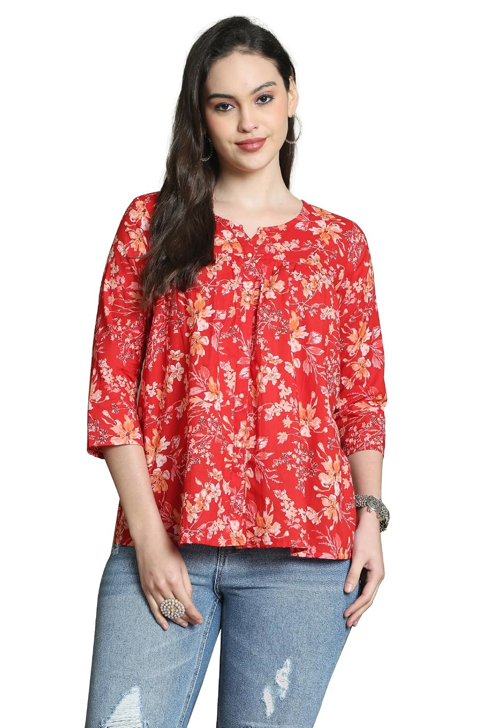 Rajnandini Women Cotton Regular Jaipuri Printed Short Top(JOPLJPR7020-Red-P) - Review, Price and Buying Guide