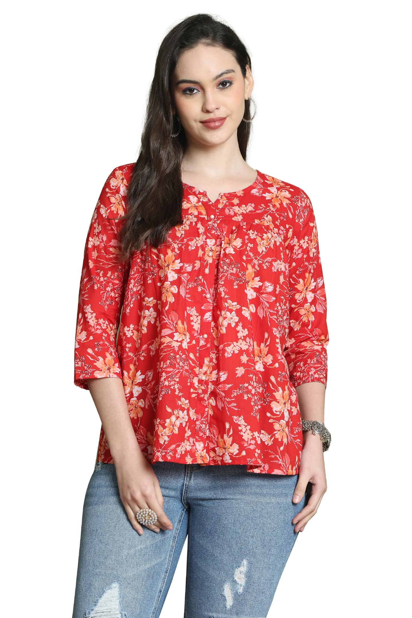 rajnandini Women Cotton Regular Jaipuri Printed Short Top(JOPLJPR7020-Red-P)-picture-27
