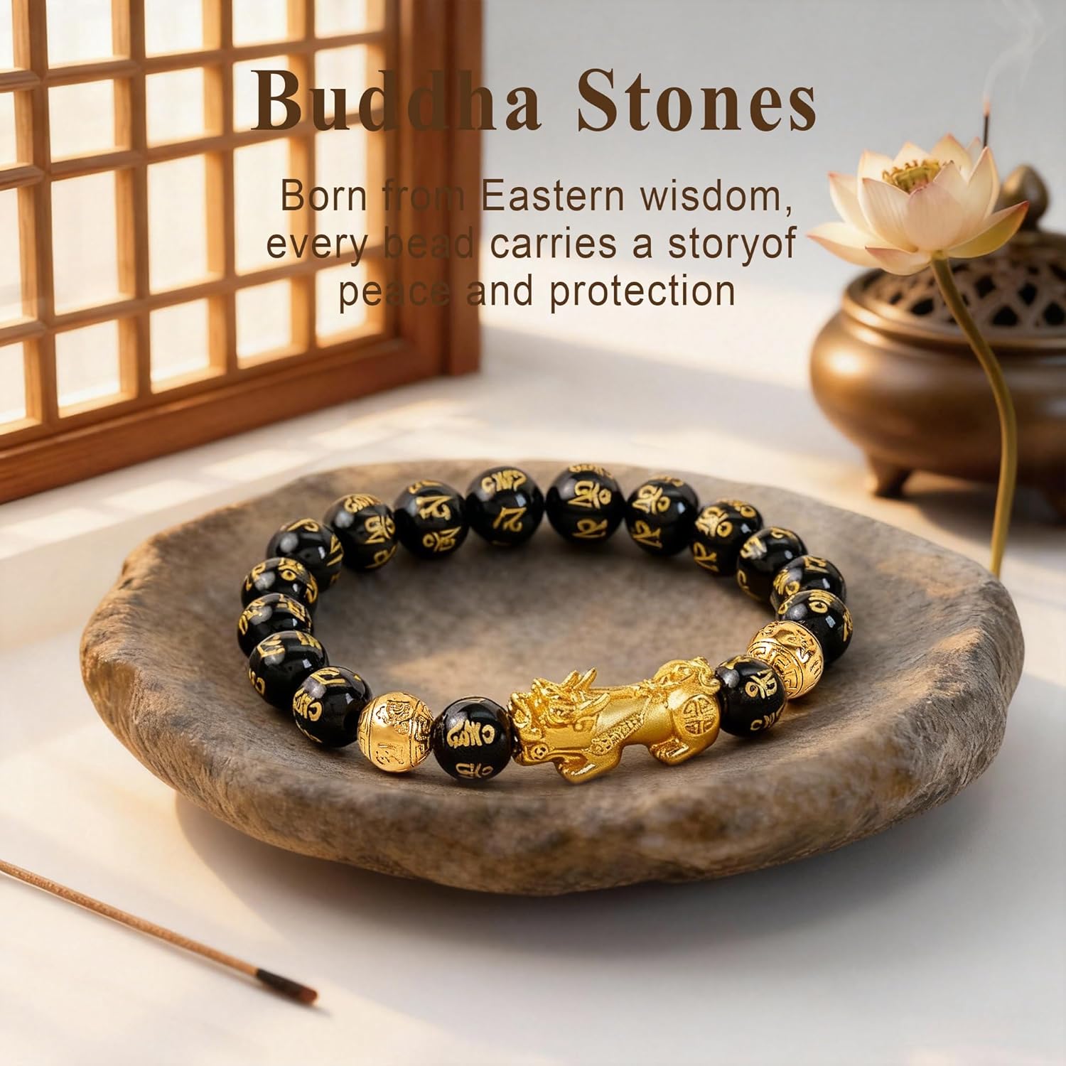 Feng Shui Bracelet Good Luck Obsidian Pixiu Bracelet for Men Women,10-12mm Mantra Prayer Beads Bracelets Attract Wealth Protection Jewelry Gifts - Image 8