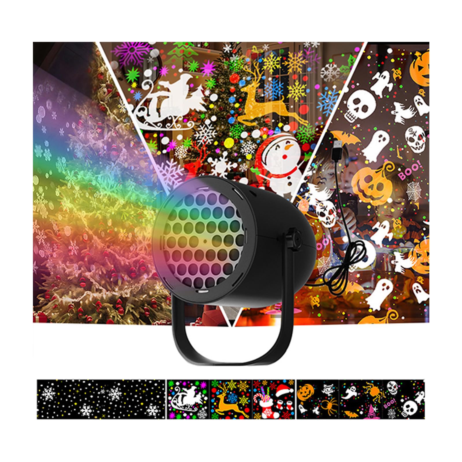hogtnd Festival Atmospheres USB Snowflake Projector for Projecting Patterns to Turn Rooms Into Winter Wonderland Home Light