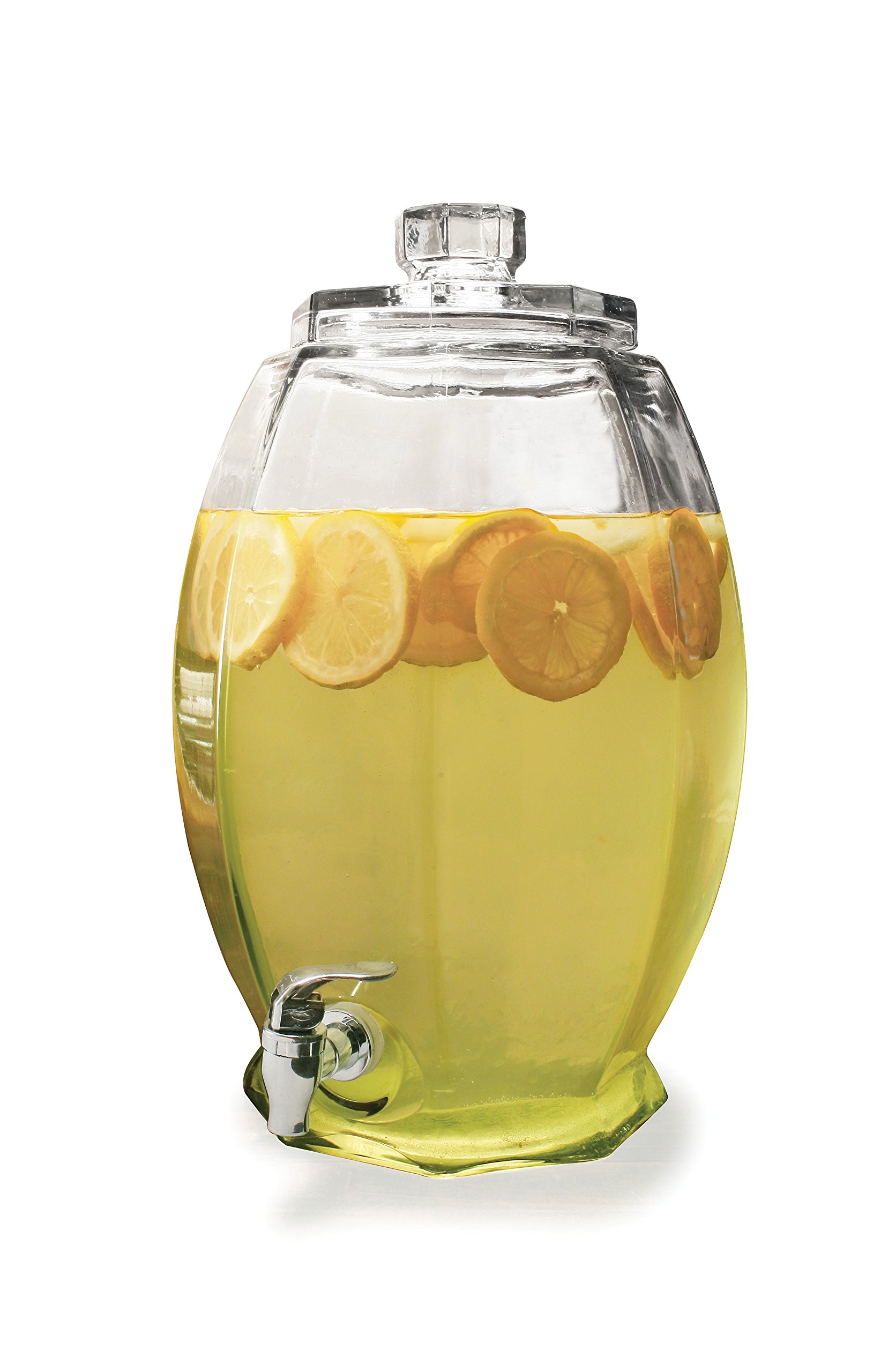 Condition photo showing New/Like New for circleware cranston beverage dispenser with glass lid, sun tea jar with spigot entertainment kitchen glassware water pitcher for juice, wine, kombucha and cold drinks, 1 count (pack of 1), clear