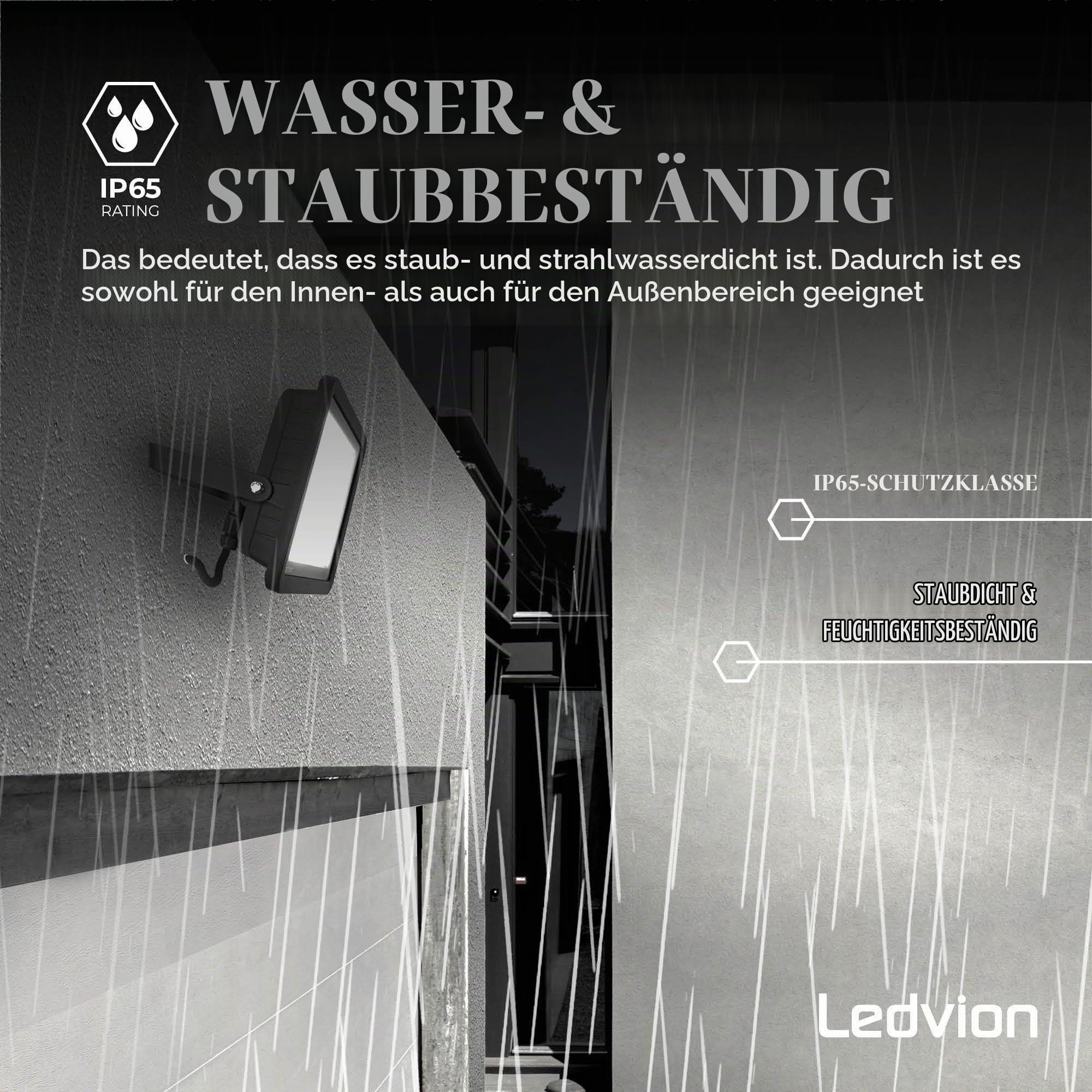Ledvion LED Strahler Außen 200W wasserdicht IP65 4000K 17000lm | Schnellanschluss und verstellbare Halterung fuer Fassade Hof Garten und Betrieb