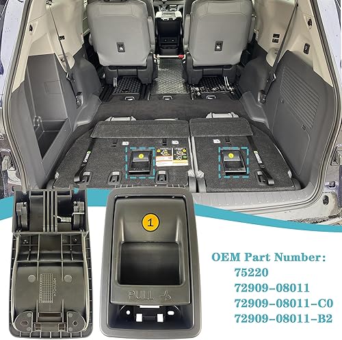 Miniatura 2 de Manija de liberación de asiento trasero plegable gris compatible con Toyota Sienna 2014 2015 2016 2017 2018 manija de asiento plegable que reemplaza