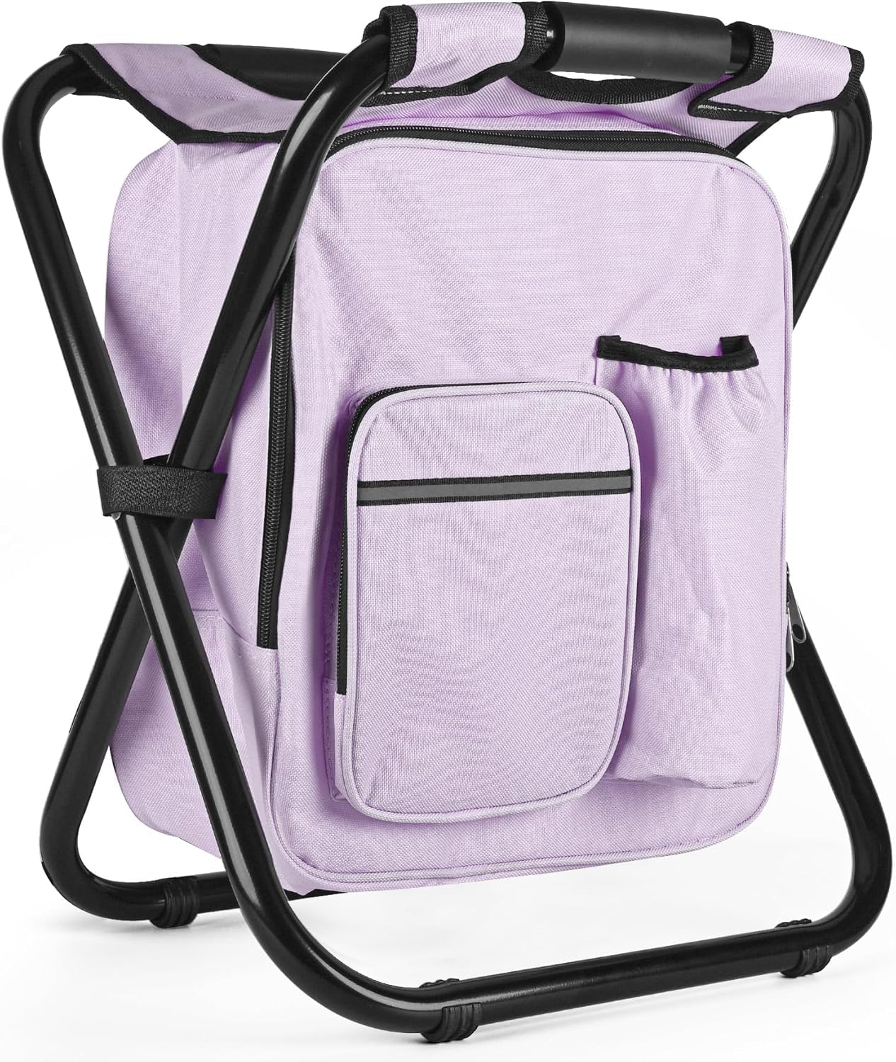 Kikerike Backpack Stool Cooler Chair Heavy Duty 300 LBS Max Load Portable Lightweight Stool Backpack Folding Fishing Cooler Seat for Camping Hunting Fishing - Pale Amethyst