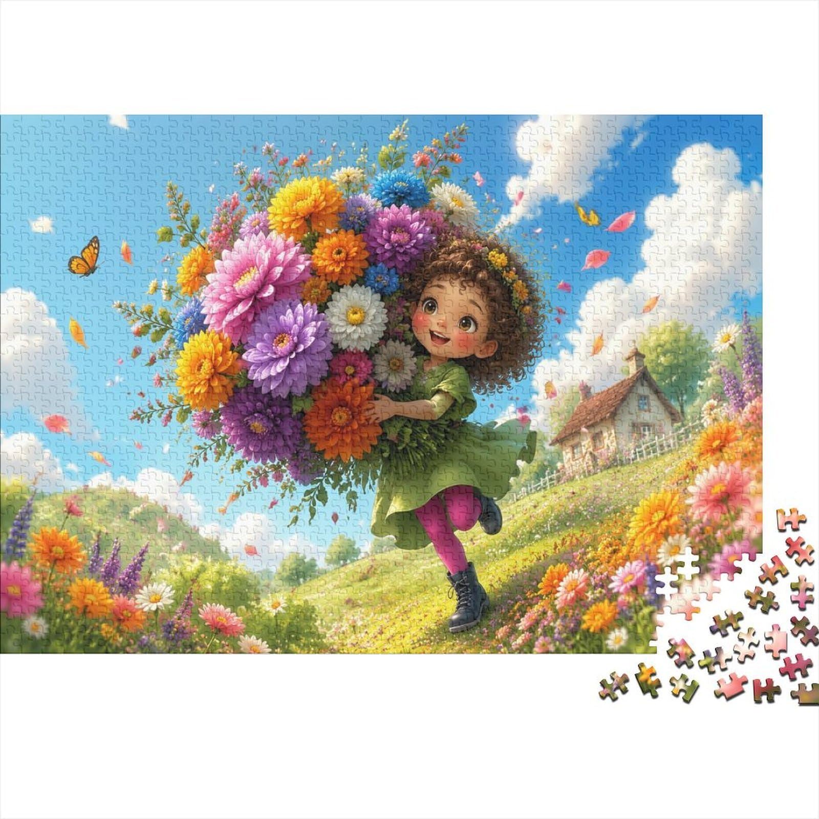 Girl Flower Field Jigsaw Puzzle, 1000 Pcs Indoor Adult Game — image 1