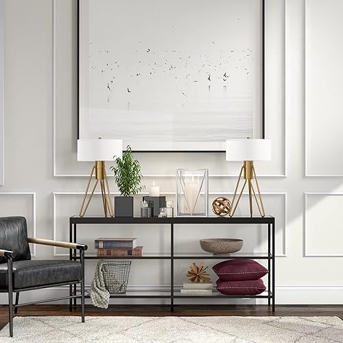 Miniatura 2 de Henn&Hart Mesa consola rectangular de 64 pulgadas de ancho en bronce ennegrecido, mesa de entrada, mesa decorativa para sala de estar, pasillo