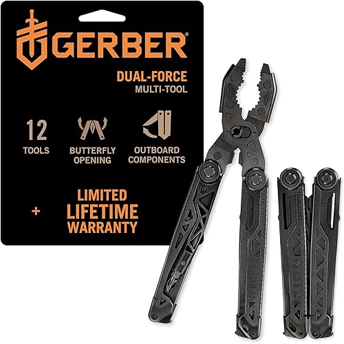 Gerber Gear - Multiherramienta de doble fuerza, resistente, destornillador de eje central, alicates de punta roma con sierra, cortadores de alambre,