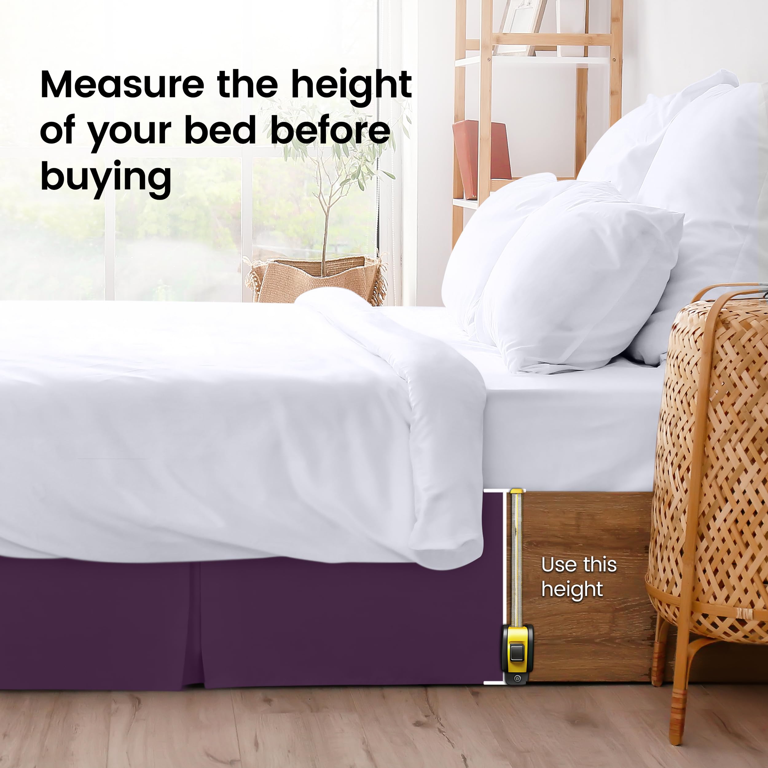 Utopia Bedding Bettrock – Weich, Vierfach Plissiert, 40,6 Cm Lang, In Vollgröße (beige), Hotelqualität