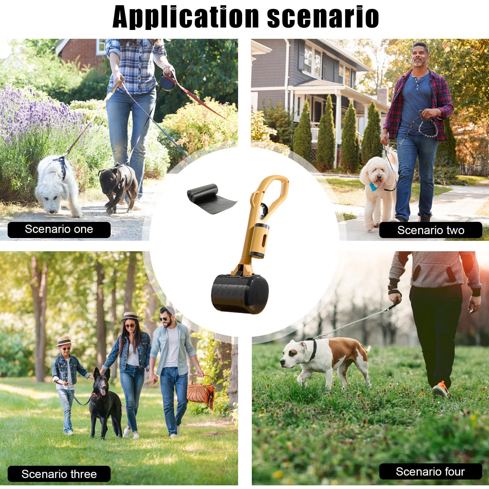 Ensemble de pelle à déjections canines portable avec poignée, ramasseur de déchets pour chiens et chats, comprend un distributeur de sacs à déjections canines et des sacs, ressort élastique pour