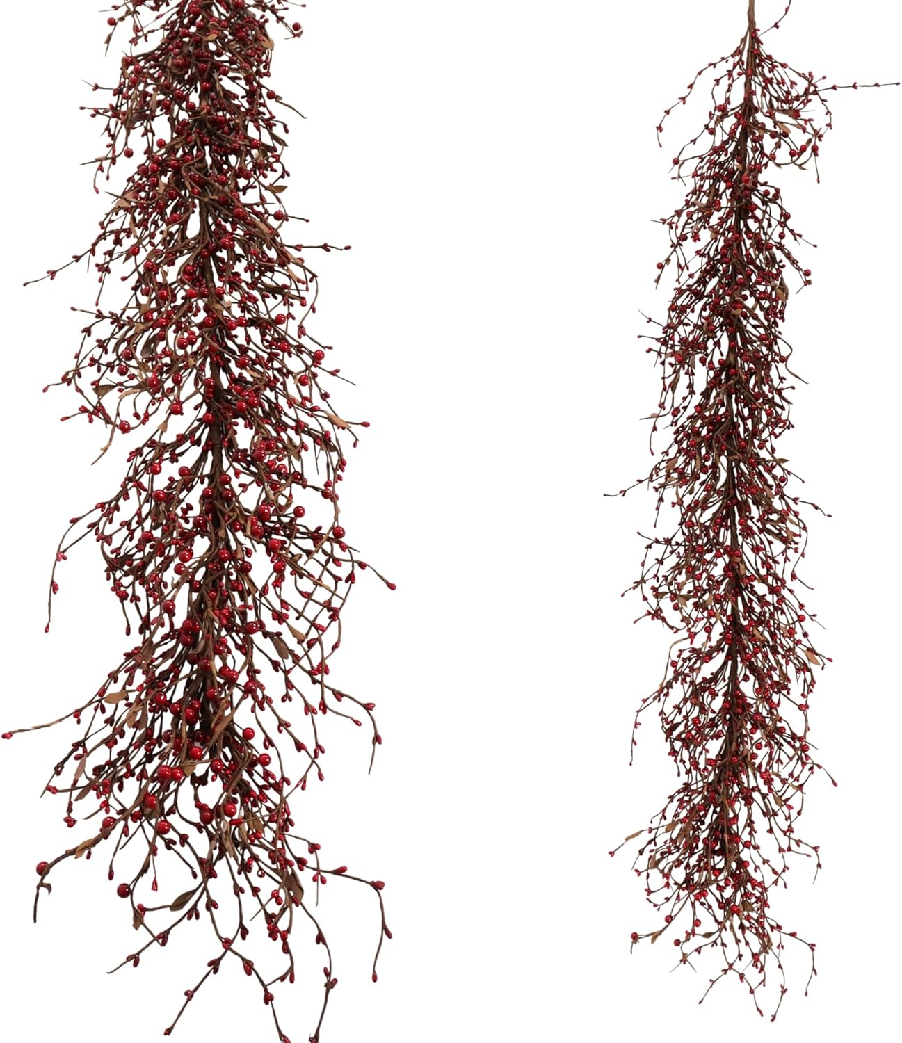 60 Inch (5FT) Rustic Red Pip Berry Garland for Fireplace Mantel & Table Runner, Flexible Wired Artificial Vine, Christmas & Americana Farmhouse Décor Everyday Décor