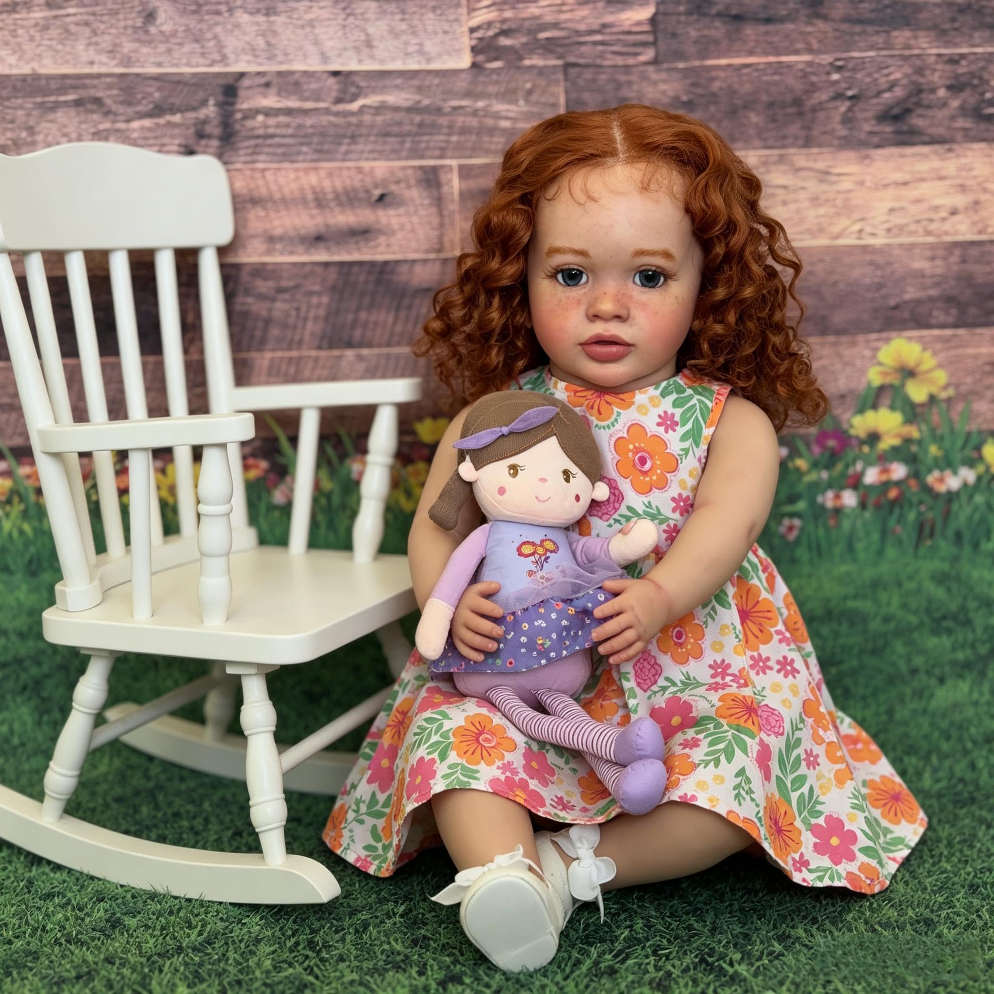 ROSHUAN Lifelike Reborn Toddler Dolls 26 Inch Big Size Reborn Baby Dolls Girl Pippa Realistic Toddler Doll Soft Cloth Body That Look Real Life Baby Doll With Red Brown Hair — image 1