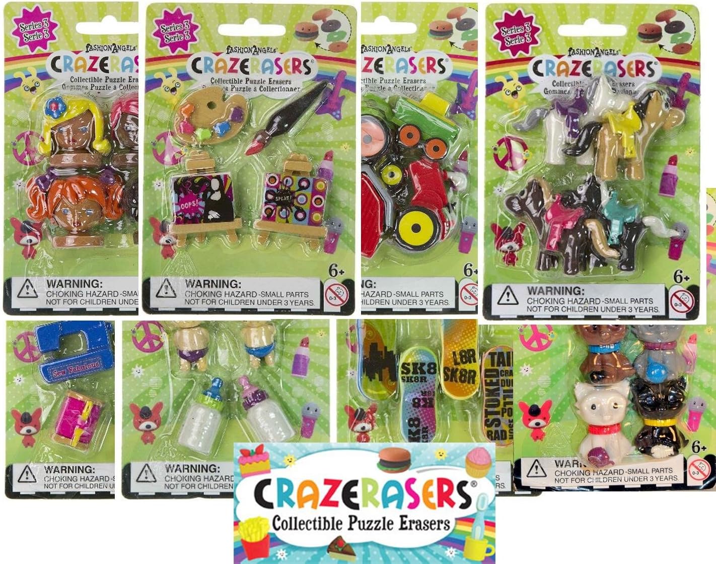 CrazErasers Series 3 Bulk Pack - 48 erasers (12 Pks of 4)