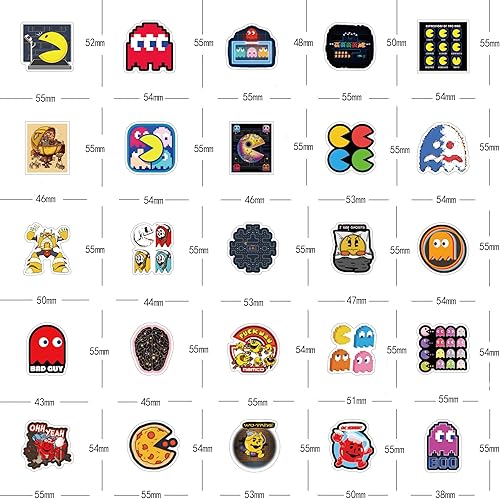 Miniatura 2 de Pacman - 60 calcomanías impermeables de dibujos animados para niños, niñas, adolescentes, adultos, para cumpleaños, fiesta de Halloween, suministros