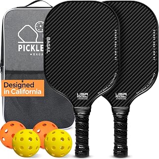 BAGAIL USAPA Approved Pickleball Paddles Set - Lightweight Fiberglass Rackets, 4 Balls & Bag for All Skill Levels