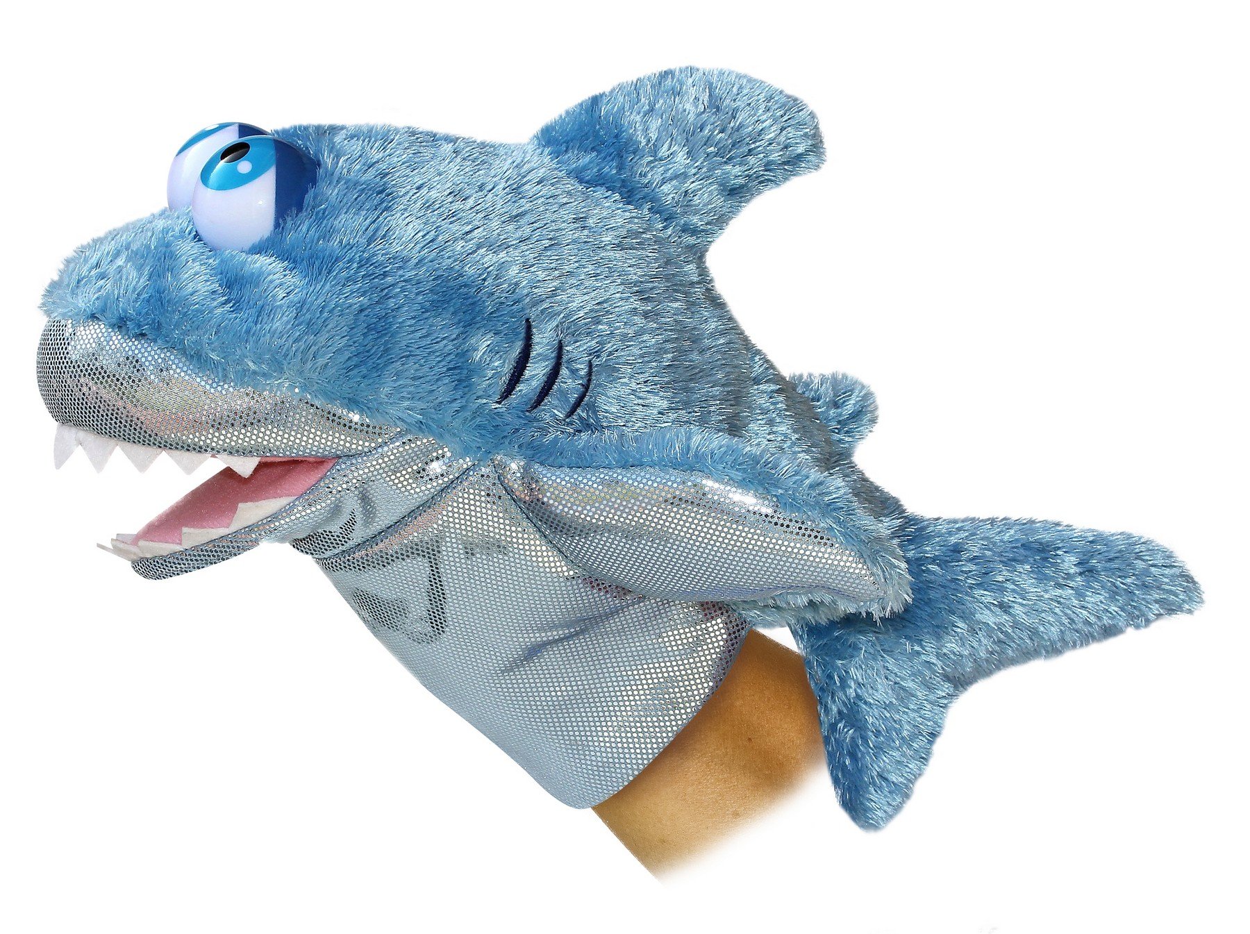 Aurora® Interactive Hand Puppet Sharky™ Stuffed Animal - Storytelling Adventures - Playful Learning - Blue 13 Inches