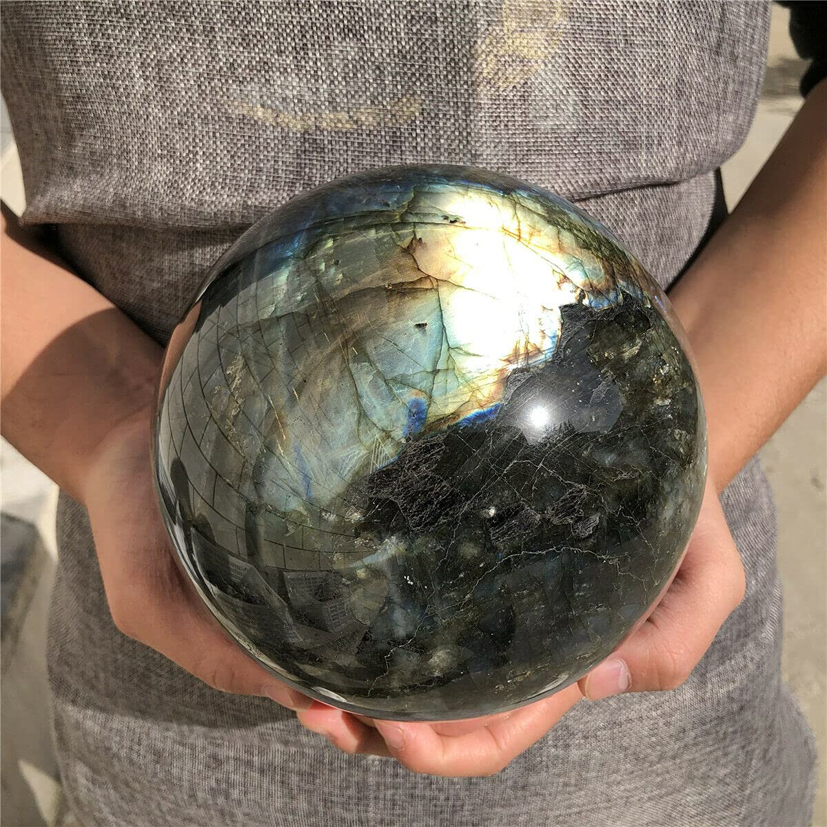 ZTBH Cristal de meditación Natural Bola de Cristal de Cuarzo de la Esfera labradorita Natural Piedra de Cristal (tamaño : 400-500g)