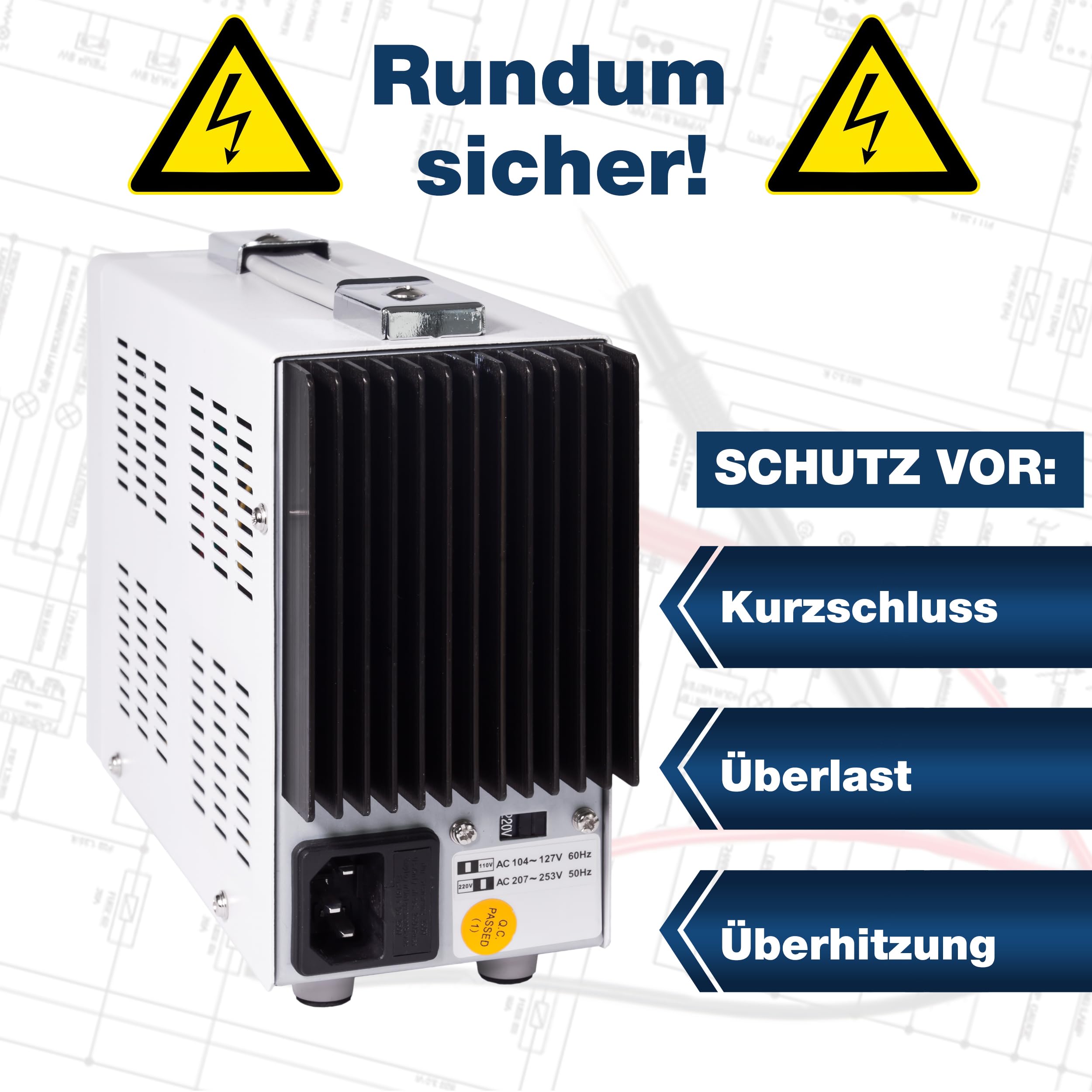 PeakTech P 6080 A – Hochauflösendes Labornetzteil 0-15V / 0-3A DC – Professionelles Labornetzgerät mit LED-Display – Hochwertiges Labor Netzteil mit 1mA und 10mV Auflösung – 54W