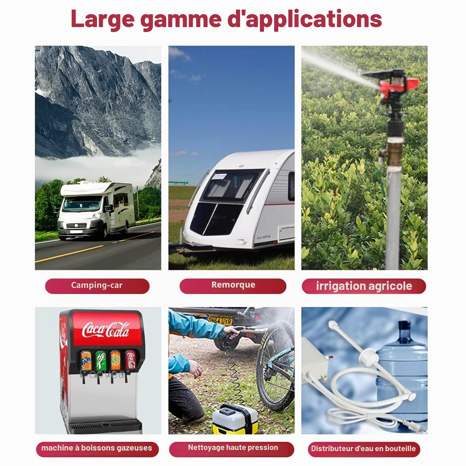 DEWIN Pompe à Eau, Micro Pompe à Diaphragme Agricole Électrique Pulvérisateur d'eau à Haute Pression Connecteur 10.3mm 12V 36W