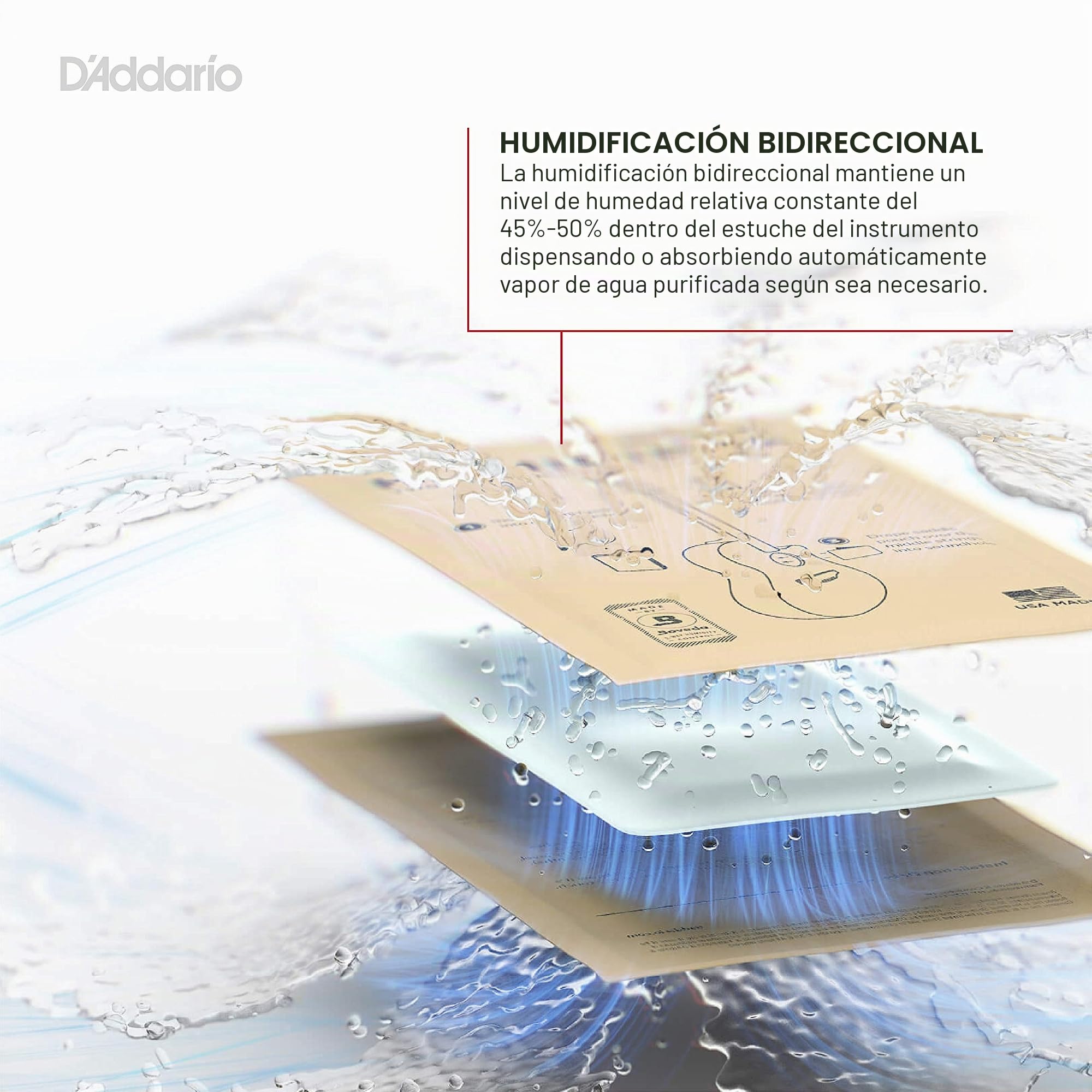 D'Addario Humidificador Guitarra - Humidipak Maintain Kit - Sistema Automático de Control de la Humedad - Sistema de Control de la Humedad de dos vías, sin Mantenimiento, para Guitarras