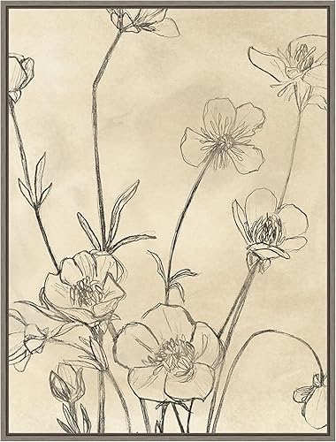 Amanti Art Lienzo enmarcado para pared, 32 x 42 pulgadas, diseño vintage de flores silvestres I de junio, Erica Vess, arte de lienzo enmarcado para
