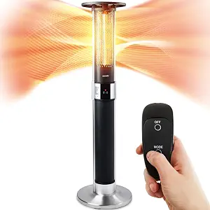 SereneLife Infrared Patio Heater, 1500W Electric with Remote Control, IP24 Approved, Anodized Aluminum Alloy Frame, Indoor/Outdoor for Restaurant, Backyard, Garage, Decks