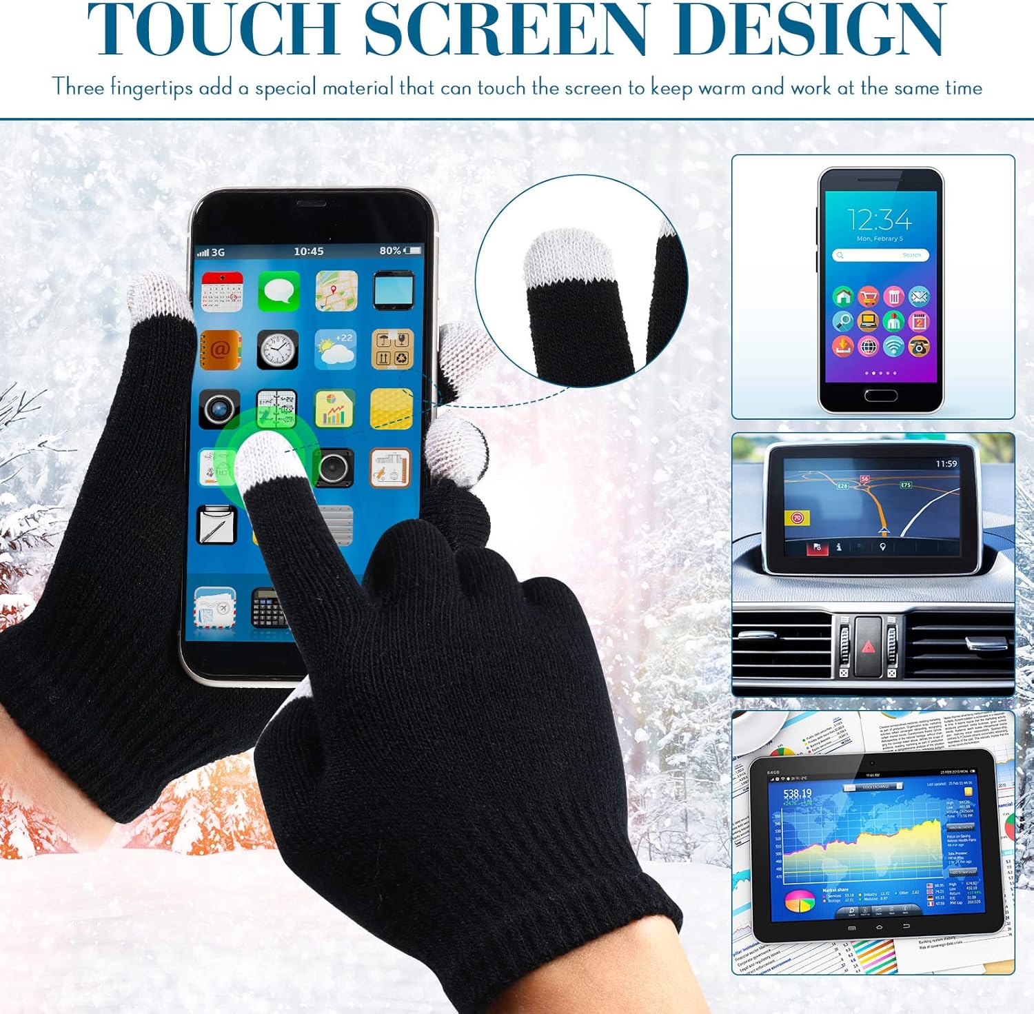 Kenning 56 Pcs Winter Beanies Hats Gloves Set Bulk Adults Unisex Beanies Hats and Touchscreen Gloves Warm Gift for Women Men - Image 4