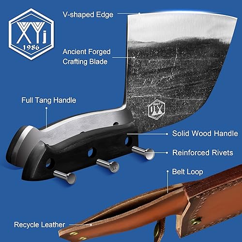 Miniatura 4 de XYJ FULL TANG - Cuchillos de cocina hechos a mano, cuchillo de carnicero, cuchillo de chef serbio para cocina, camping o barbacoa al aire libre