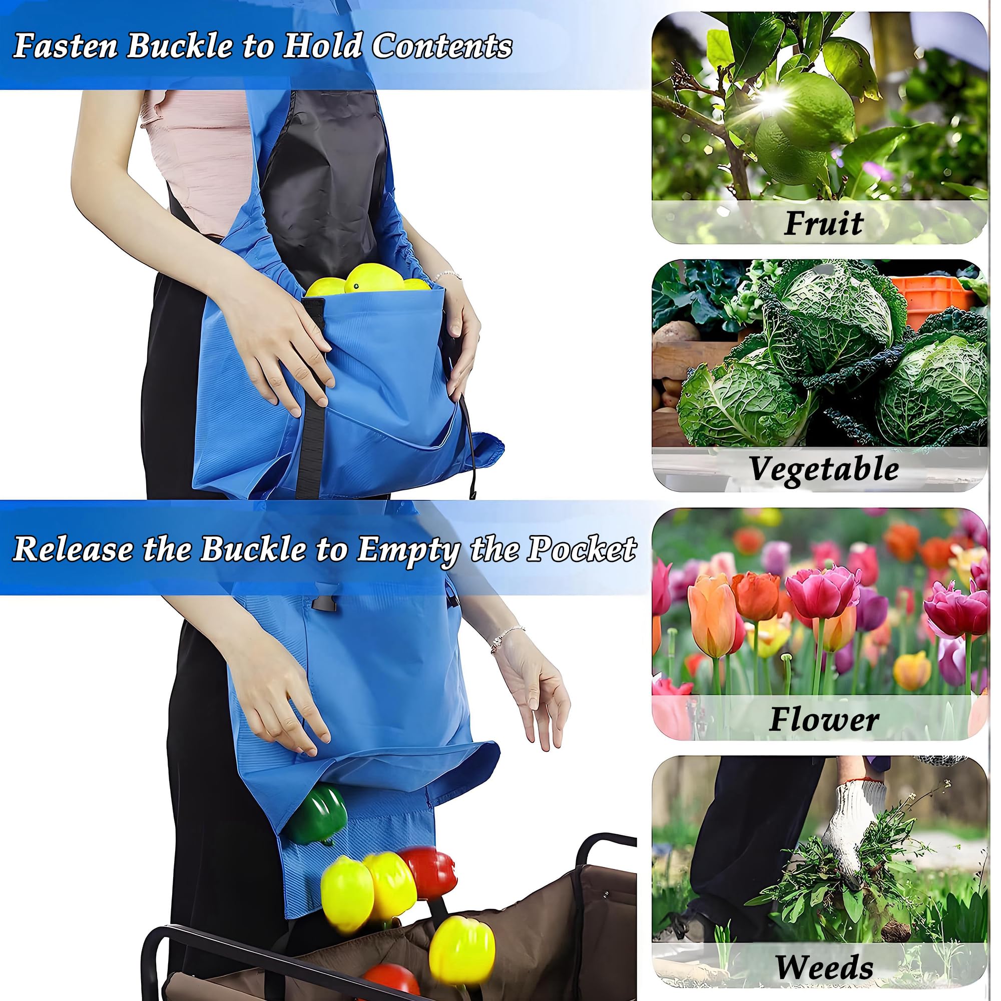 CHENNAN Tablier de jardinage avec poche à fermeture rapide Ajustable Tablier Croisé dans le Dos Imperméable avec Poches Amovibles pour Homme et Femme pour Jardinage Récolte Désherbage Peinture