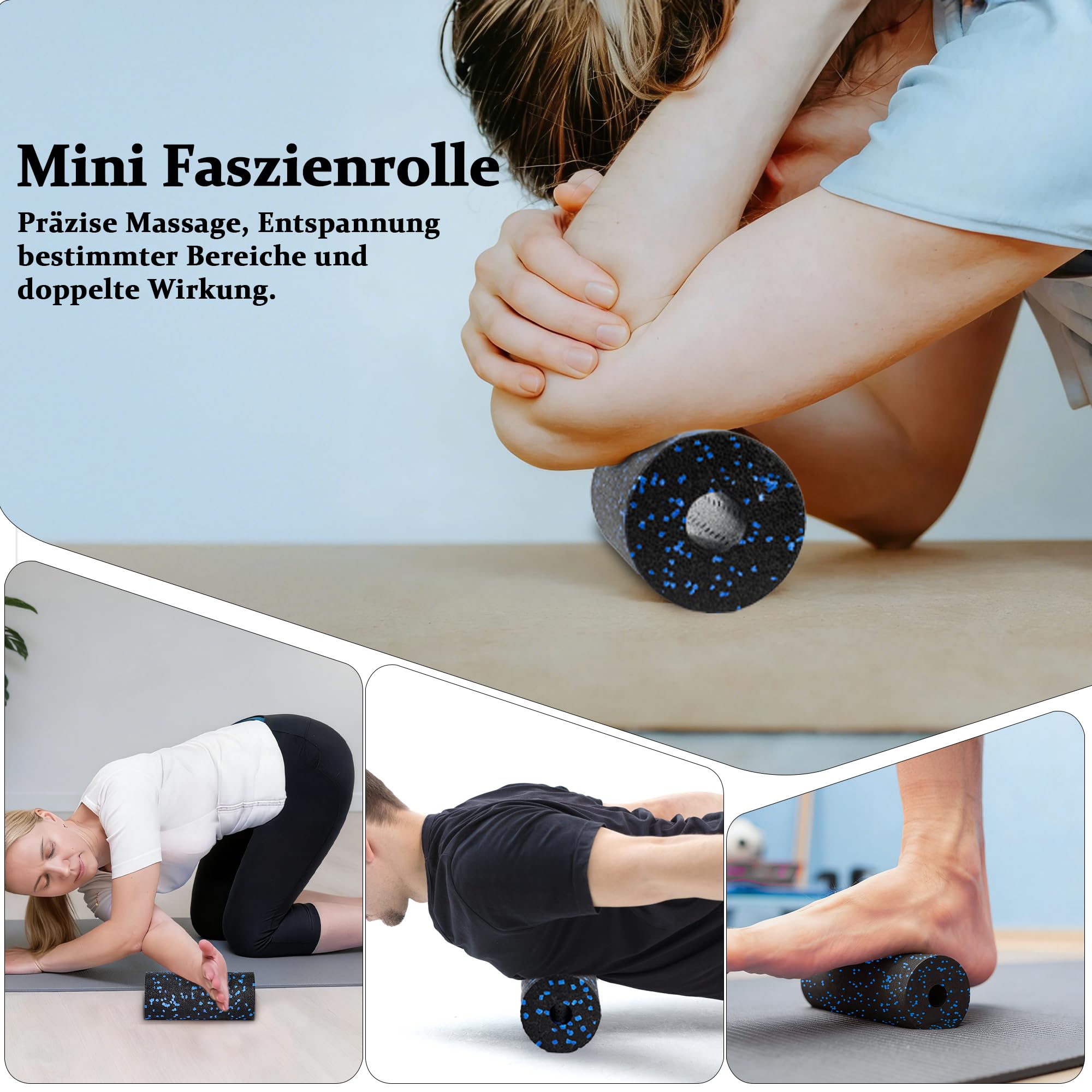 Faszienrolle Set Foam Roller Faszien Set mit Großer und Mini Faszienrolle Klein Faszienball und Duoball für Intensive Massage Faszien Training von Muskeln