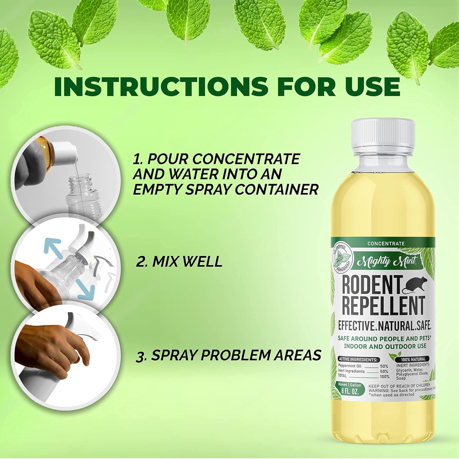 Mighty Mint Peppermint Oil Rodent Repellent Concentrate – Natural Indoor & Outdoor Control for Mice and Rats – Plant-Based, Extra-Strong Formula - 16 oz - Image 4