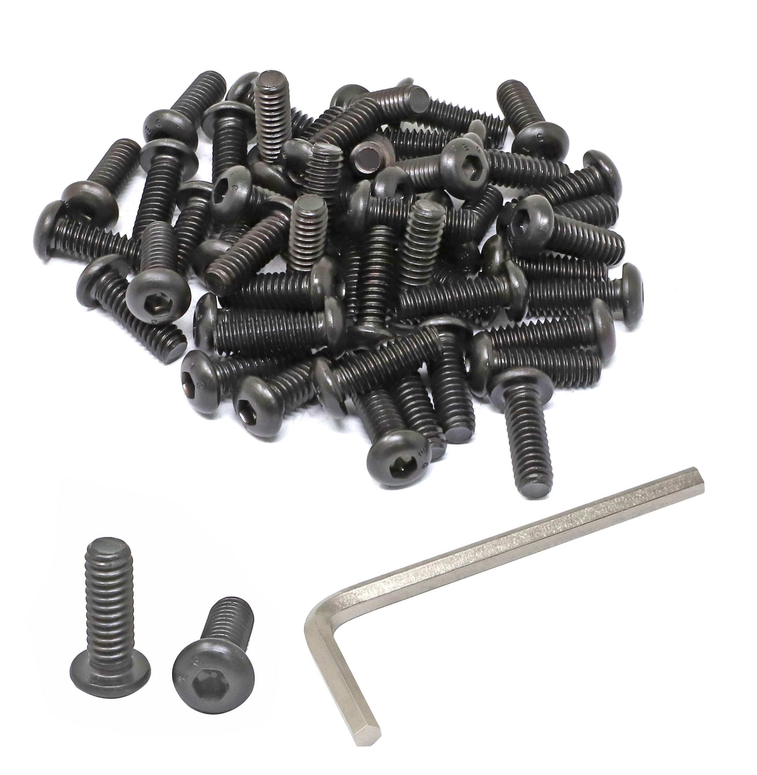 iexcell 50 Pcs 1/4-20 x 3/4" Alloy Steel 10.9 Grade Hex Socket Button Head Cap Screws Bolts Kit, Black Oxide Finish