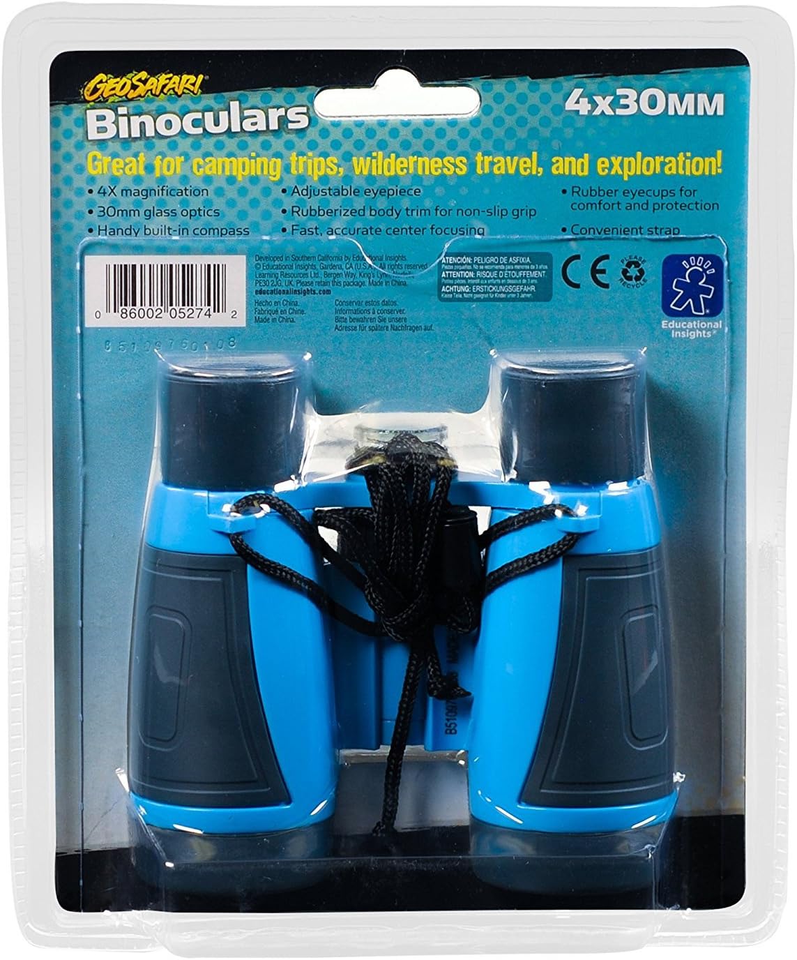 Educational Insights GeoSafari Compass Binoculars, Built-In Compass, Lightweight, Durable, Easy to Use For Kids
