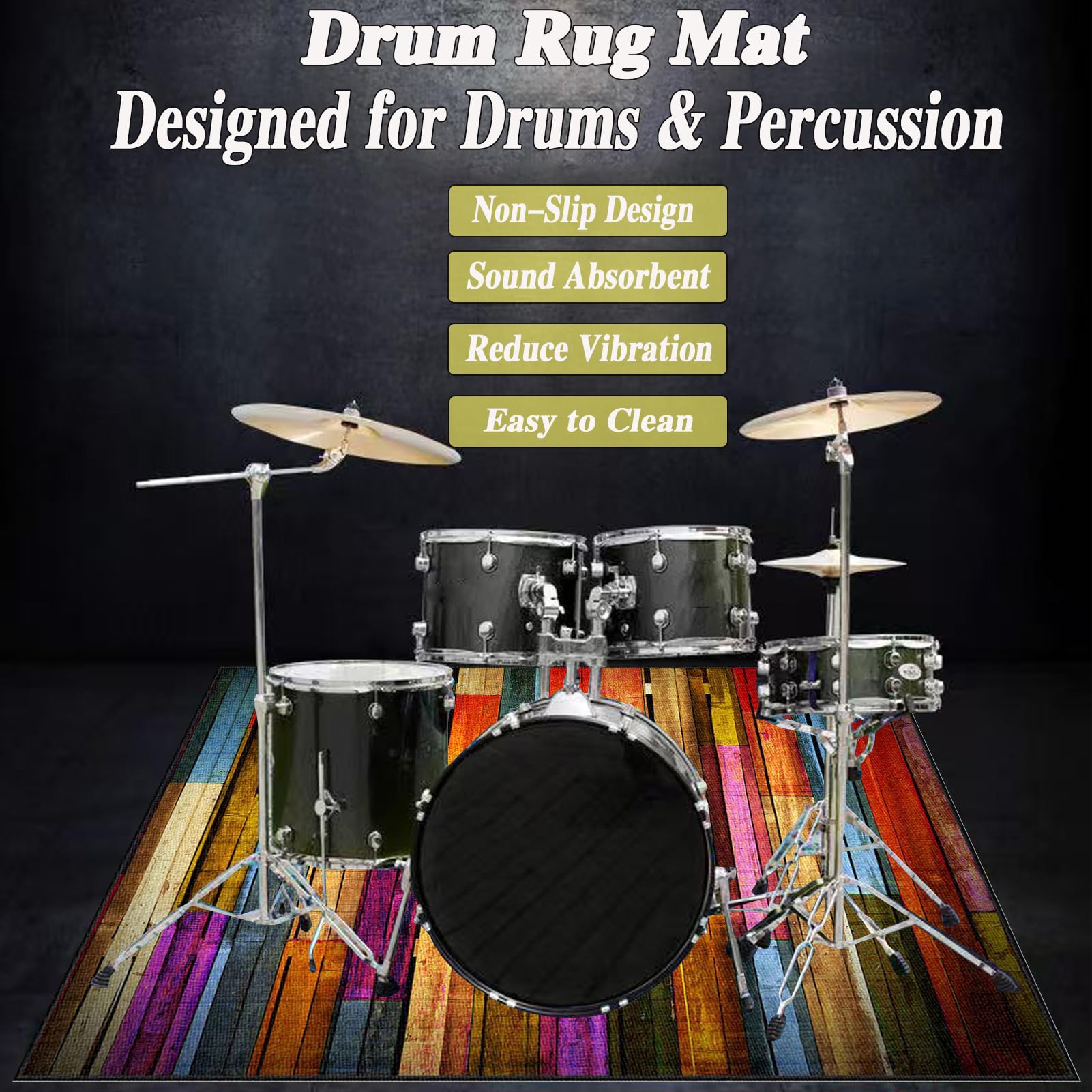 Tappeto per Batteria Tappetino per Batteria Drum Tappeto Insonorizzato per Batterie Elettroniche Rullante Acustica Snare Drum Strumenti Musicali Coperta Antiscivolo 140 x 90 cm Tappeti per Batteria