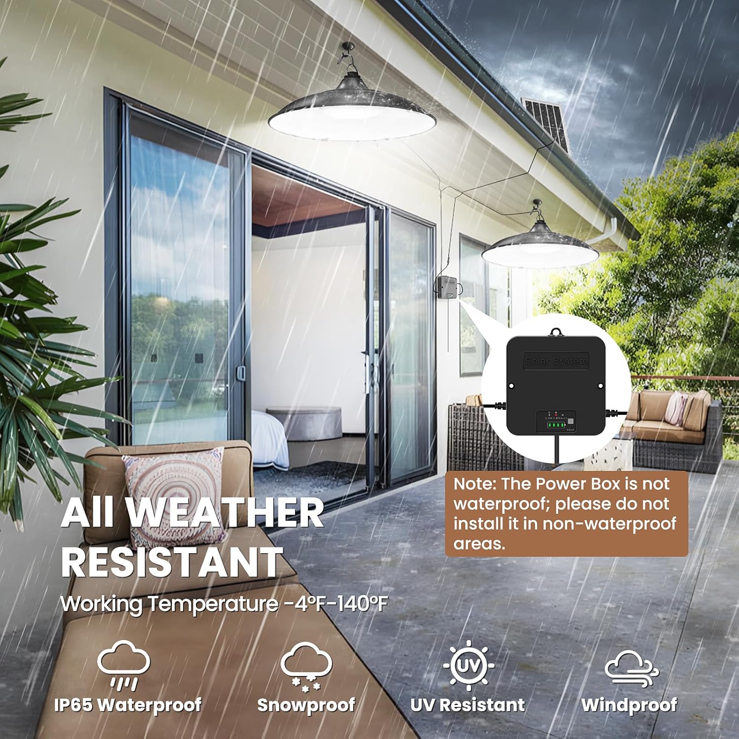 Solar Shed Light Indoor Outdoor, Dual Lamp 2000LM Daytime Available Pendant Light with Pull String, Dusk to Dawn, 3 Lighting Modes Solar Lights Indoor, Waterproof for Barn, Gazebo, Shop, Garage