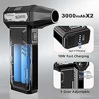 Vista 7 de SDFM Plumero de aire comprimido, soplador de nieve de 180,000 rpm, con motor sin escobillas, plumero de aire ajustable de 3 engranajes