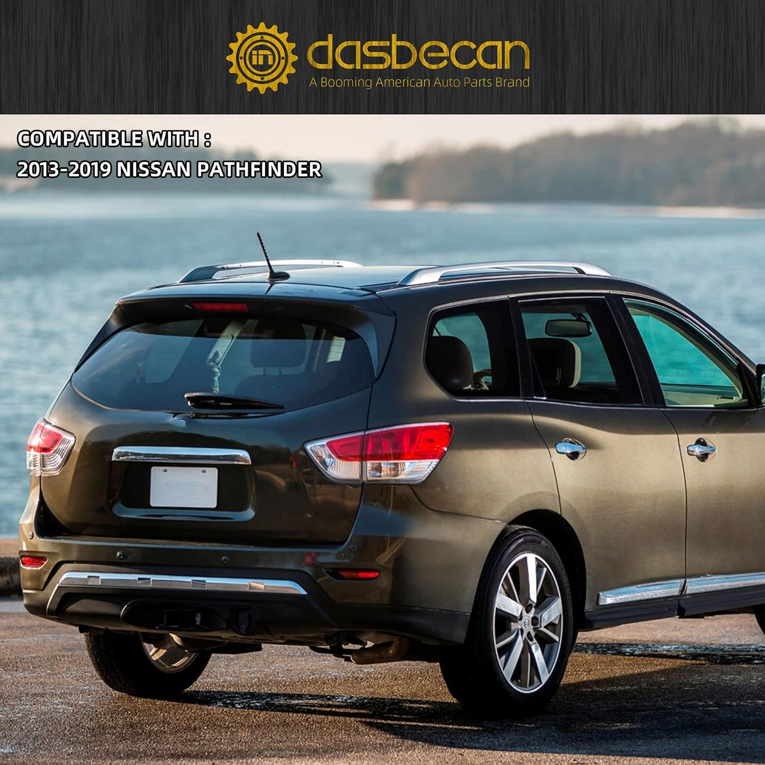 Dasbecan 90810-9PG0A Rear Tailgate Chrome Handle Finish Molding Compatible with Nissan Pathfinder 2013-2019 Liftgate Trunk Exterior Handle Replaces 90810-3KA0A