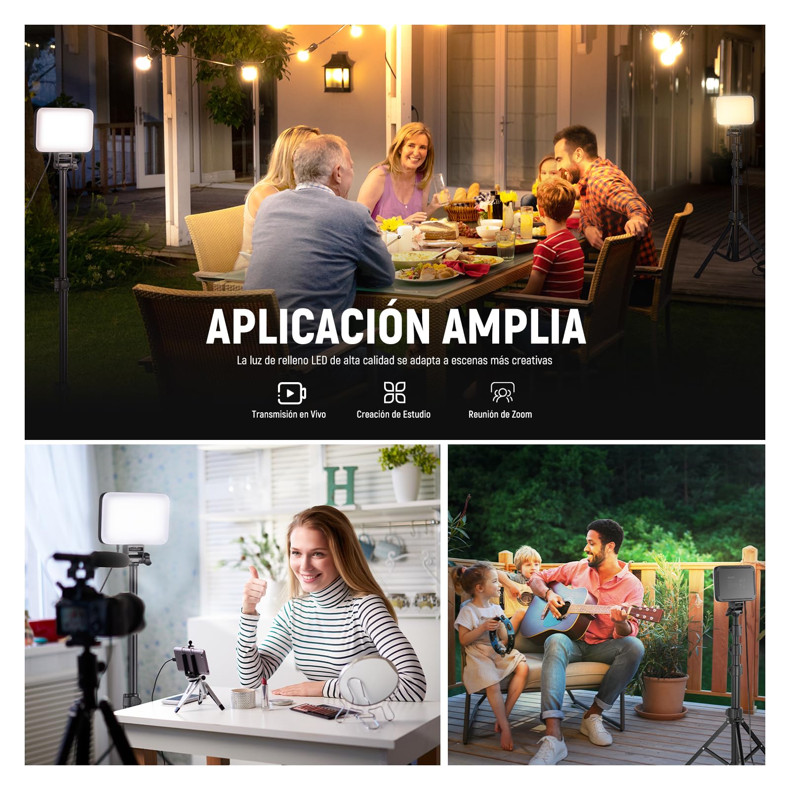 NEEWER Básico Panel Luz Vídeo LED Kit, 2 Pack Bicolor Estudio Foco Portátil con Soporte para Trípode y Filtros, 3200K~5600K CRI 95 750lux para Fotografía, Grabación, Transmisión en Vivo, BP66