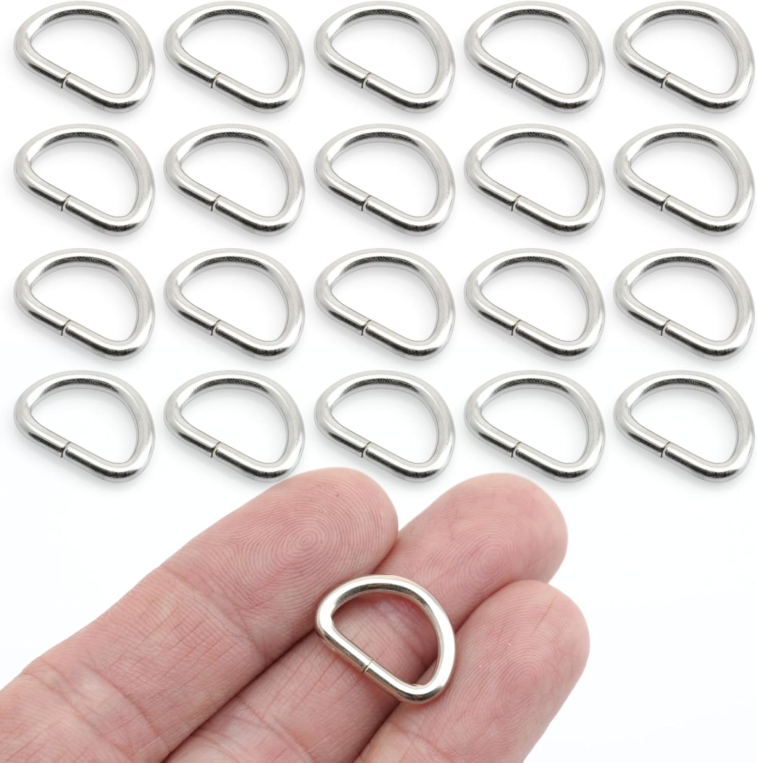 CRAFTMEMORE 1/2, 5/8 Inch D-Ring Findings Metal Non Welded D Rings for Bags Lanyard Pack of 50 (1/2 Inch, Silver)