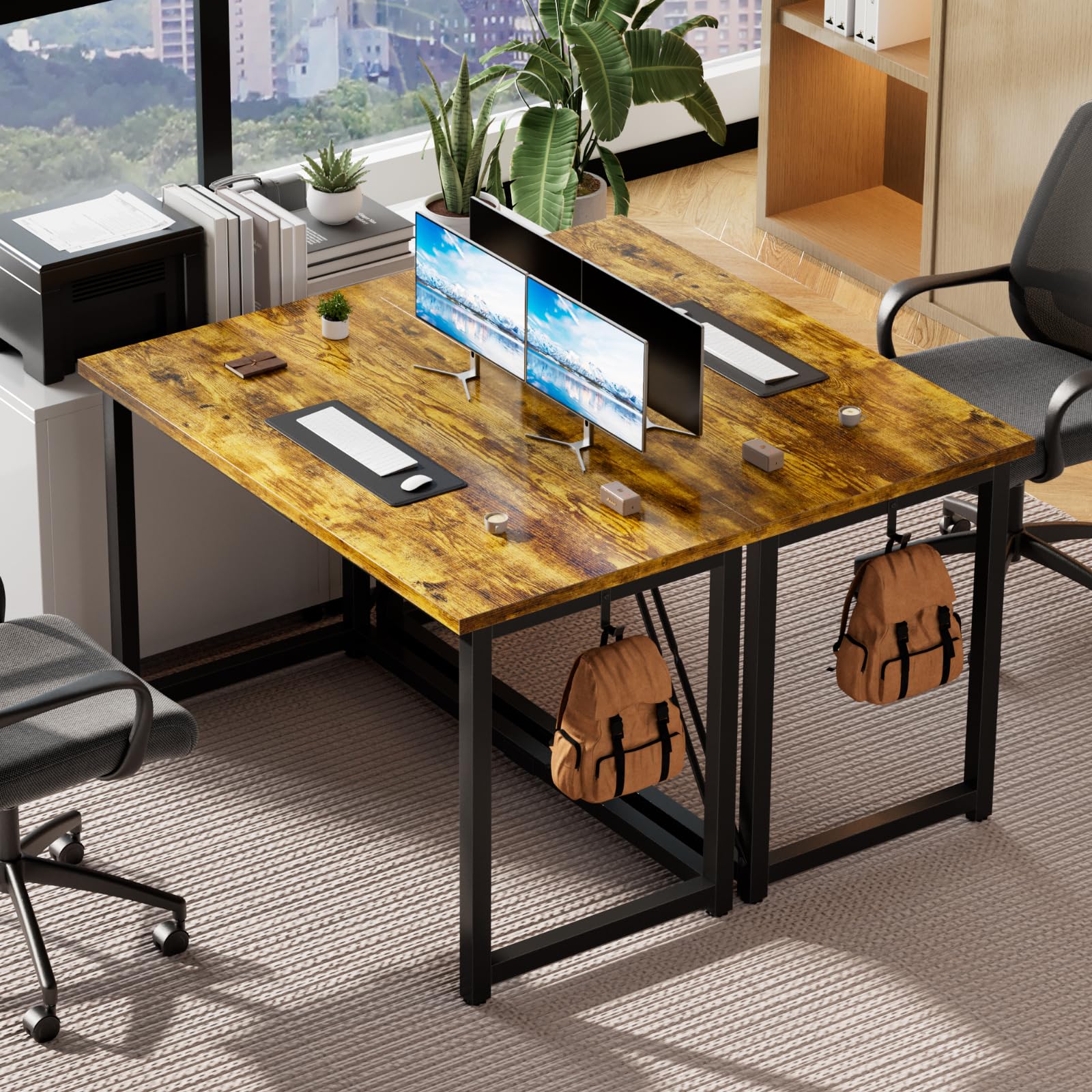 Devoko Bureau d'ordinateur, Table, Petits Bureaux d'étude 120 x 50 x 75 cm pour Les Petits Espaces, Poste de Travail, Bureau et Travail à Domicile, Cadre en Métal, Marron Rustique