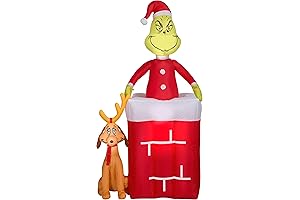 Dancing Grinch Life Size Animated Airblown Grinch with Max and Presents