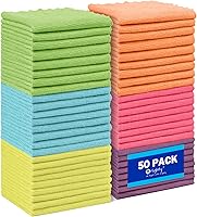 Vista 24 de Orighty Paño de limpieza de microfibra, paquete de 24 trapos de limpieza altamente absorbentes, suministros de limpieza para el hogar, paños