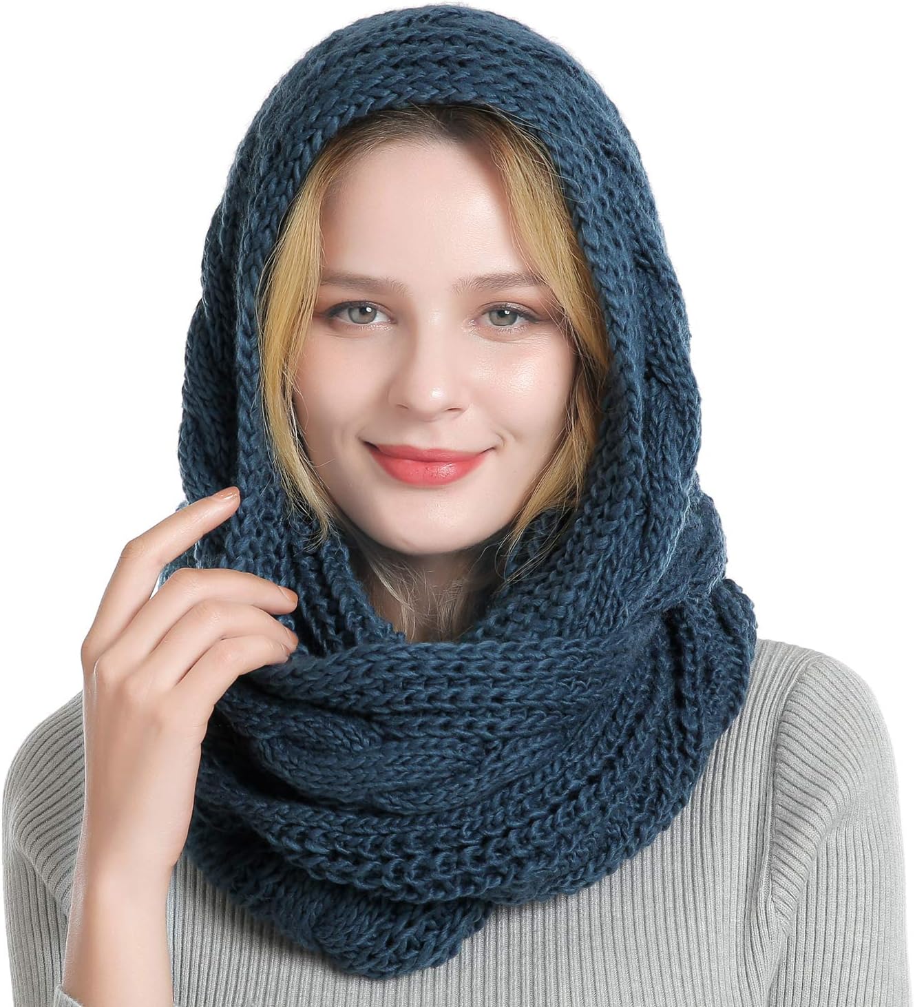 QUEENFUR Winter Women Thick Cable Knit Ribbed Infinity Circle Loop Scarf - Image 6