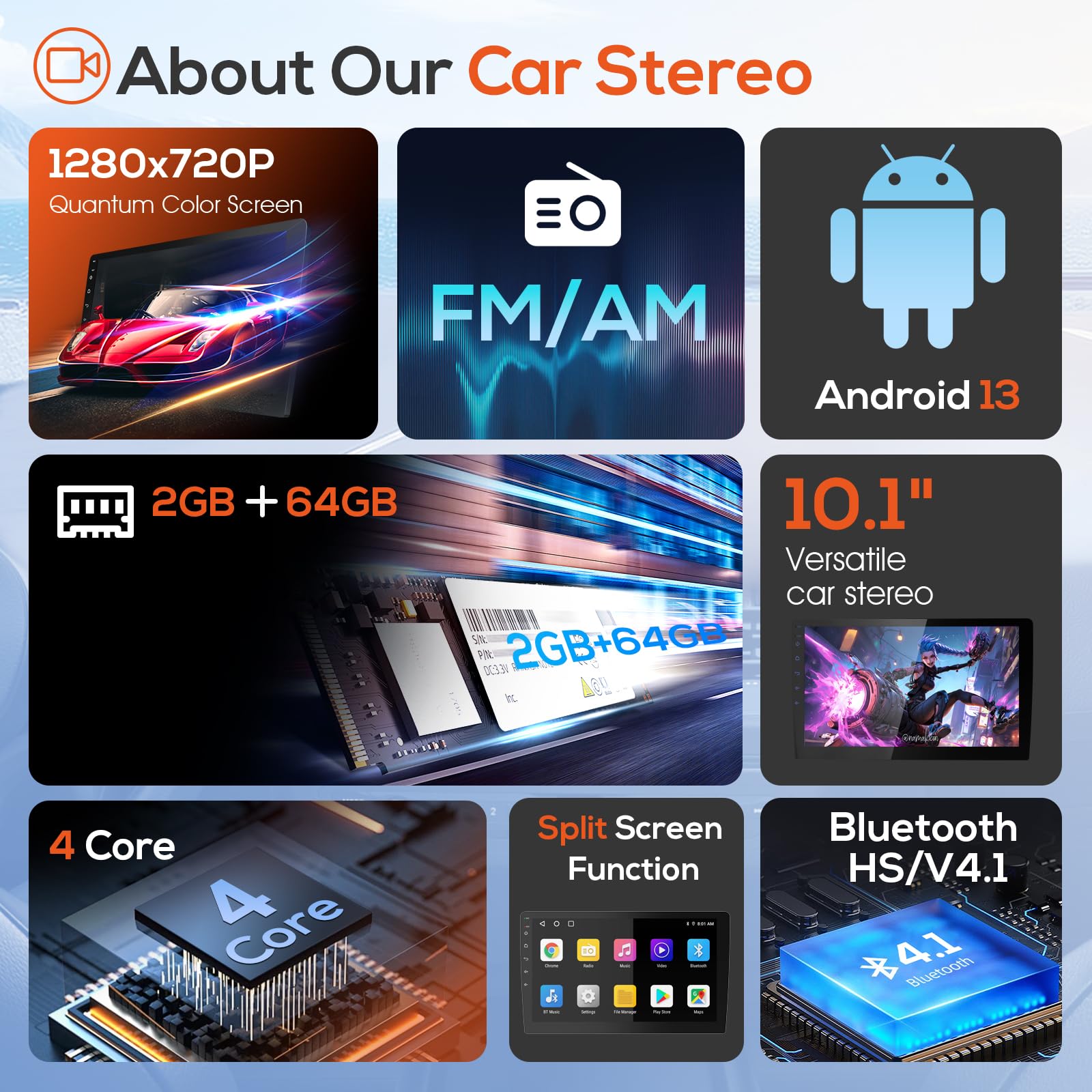 Haudio 2 Din Radio Samochodowe z CarPlay i Android Auto, 10.1Calowy Ekran z Mirror Link,GPS,Sterowanie Głosowe,SWC/FM/AM/RDS,25 Zestawów UI Pasującego do Wszystkich Samochodów,Bez Kamery Cofania 2+64G