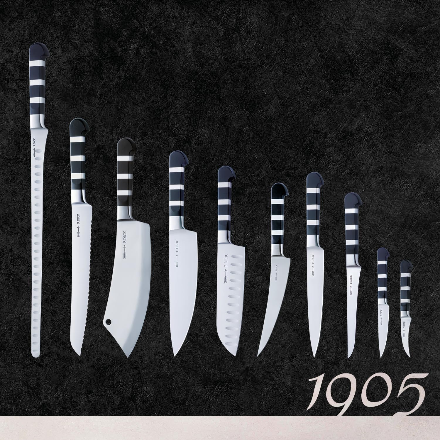 F. Dick Tranchiermesser, 1905 (Messer mit Klinge 21 cm, X50CrMoV15 Stahl, nichtrostend, 56° HRC) 81956212, Schwarz, Silber